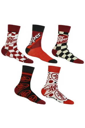 Dr. Pepper 5 Pack Logo Design Mix and Match Adult Mid-Calf Crew Socks 5 Pairs