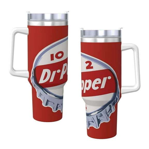 Dr.Pepper 6 40 Oz Tumbler With Handle And Straw Double Wall Stainless Steel Sublimation Tumbler With Handle Leakproof,Bpa-Free,Keep Cold Hours