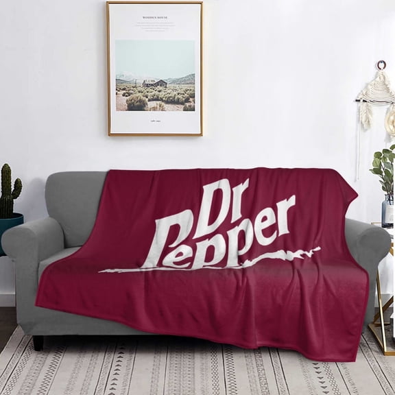 Dr Pepper 90s Maroon Background Flannel Blanket Funny Ultra-Soft Micro Warm Throw Blanket Fleece Blanket Interesting Gift 60"X50"