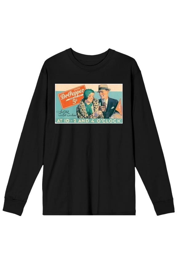 Dr Pepper An Old Co-Ed Custom Men's Black Long Sleeve Tee-XL