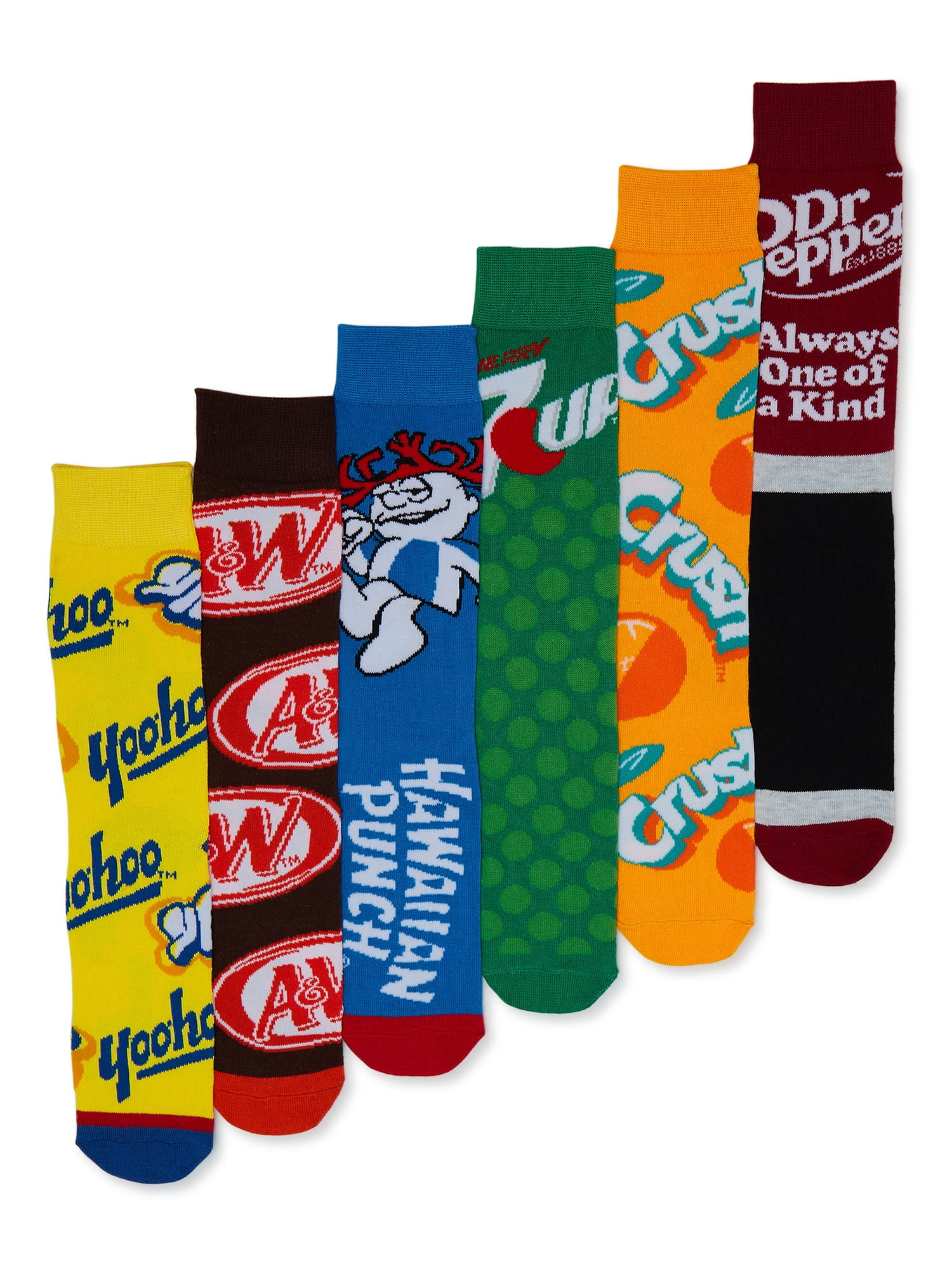 LICENSE Dr. Pepper Beverages Mens Crew Socks, 6-Pack, Sizes 8-12