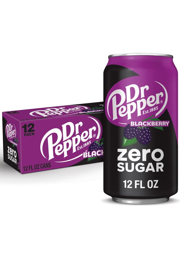Dr Pepper Blackberry Zero Sugar Soda Pop, 12 fl oz, 12 Pack Cans