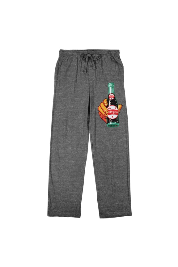 Dr Pepper Bottle Logo Men's Graphite Sleep Pajama Pants-Large