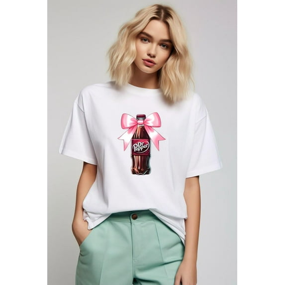 Dr.Pepper Bow Bottle T-Shirt, for men & women, up to size 5XL.