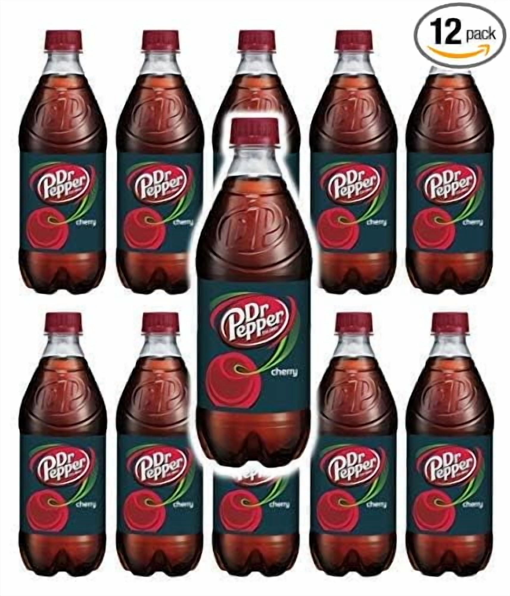 Doctor Pepper Cherry 20oz Soda Bottles Pack of 12, Total of 240 Fl Oz