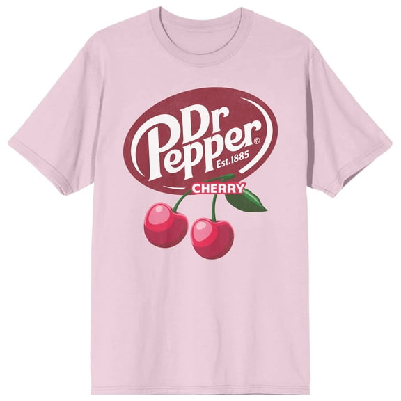 Dr Pepper Cherry Logo Adult Cradle Pink Crew Neck Short Sleeve T-shirt
-Large