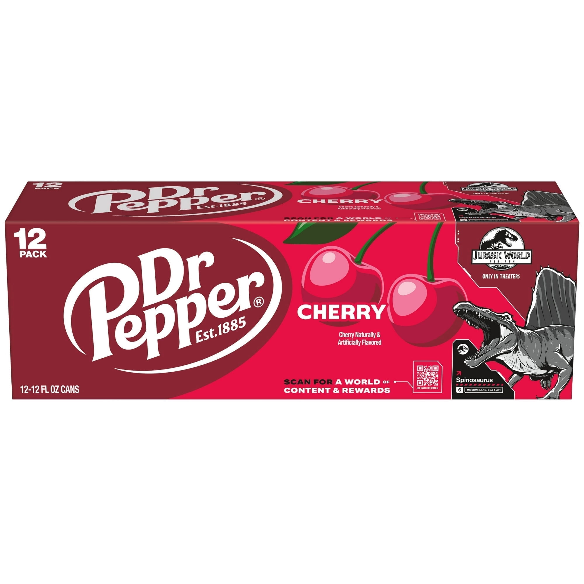Dr Pepper Cherry Soda Pop, 12 fl oz, 12 Pack Cans, Jurassic World