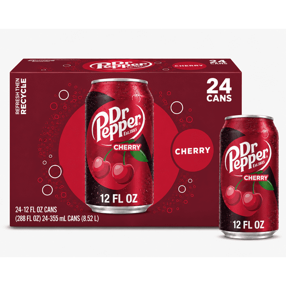 Dr Pepper Cherry Soda Pop, 12 fl oz, 24 Pack Cans