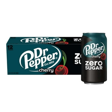 Dr. Pepper Cherry Soda and Zero Cherry Soda Cans, 12 Ounces Bundled by Jsmark (Zero Cherry, 12 Pack)