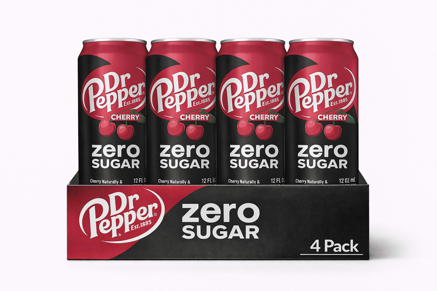 Dr Pepper Cherry Zero Sugar Soda – 4 Pack, 12 fl oz Cans Zero