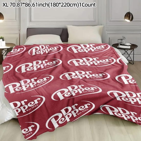 Dr Pepper Classic Logo Flannel Throw Blanket, Soft Skin-Friendly Fabric, Warm and Cozy, Perfect Gift for Brand Lovers, Home Decor
