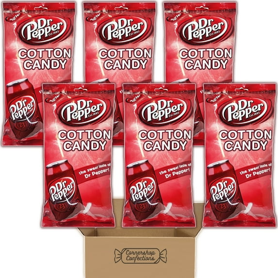 Dr Pepper Cotton Candy Bulk Pack - 6 Individually Sealed 3.1 Ounce Bags - Cotton Candy in Dr Pepper Flavor - For Snacks, Movie Nights, Lunches in Cornershop Confections Pack