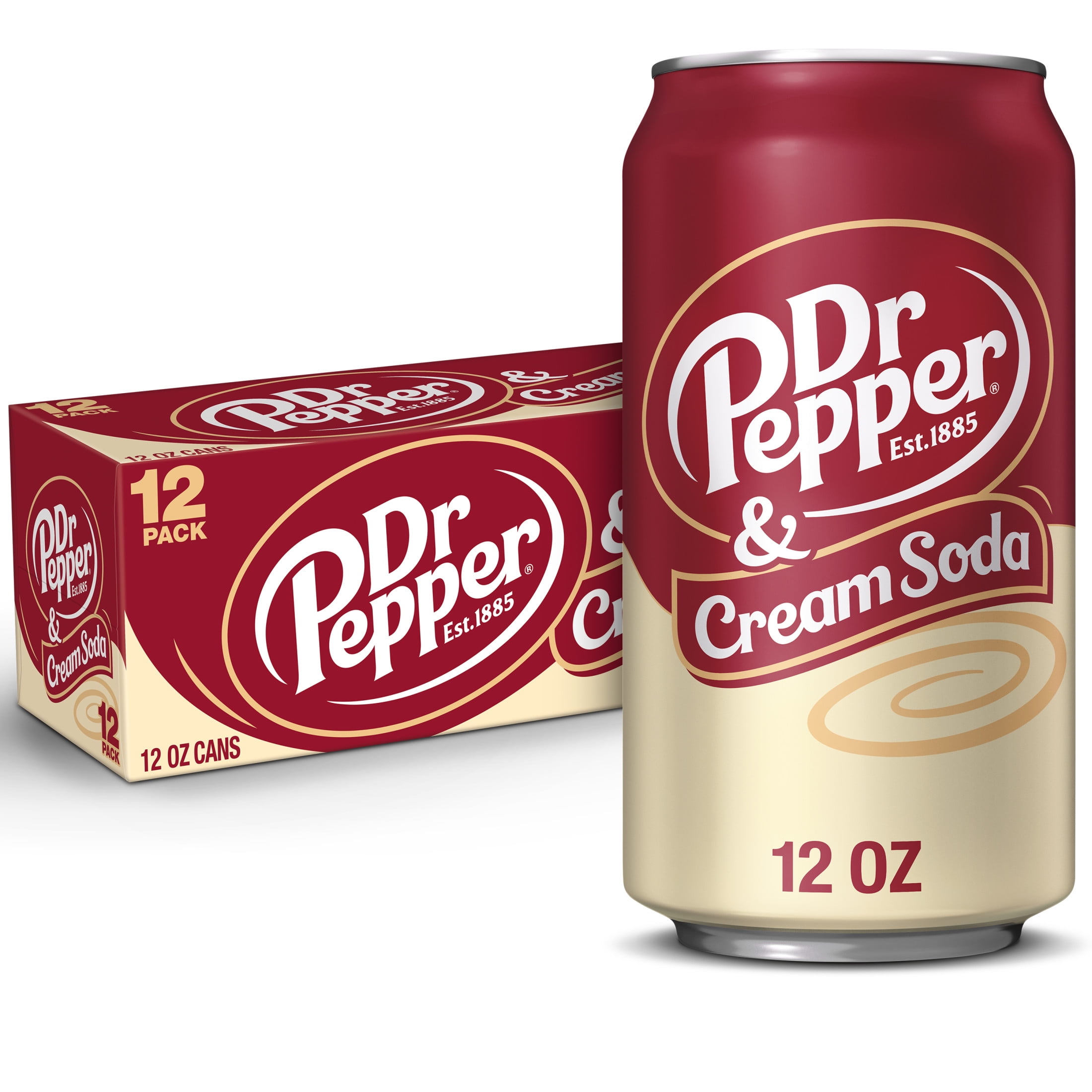 Dr Pepper & Cream Soda Pop, 12 fl oz, 12 Pack Cans