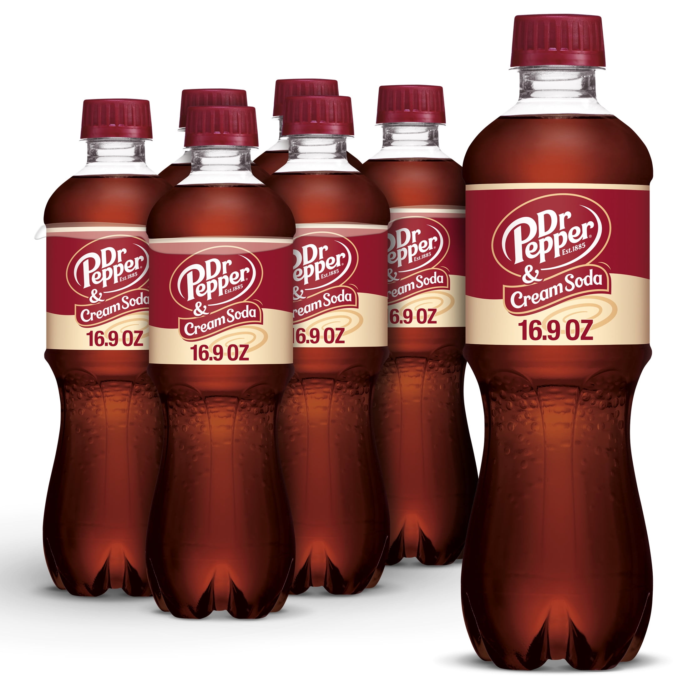 Dr Pepper & Cream Soda Pop, 16.9 fl oz, 6 Pack Bottles