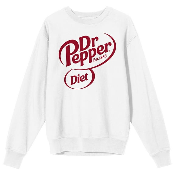 Dr Pepper Diet Dr Pepper Logo Adult White Crew Neck Long Sleeve Sweatshirt-Large