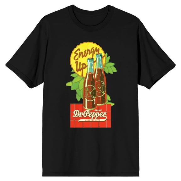 Dr Pepper Energy Up Men's Black Short Sleeve Tee-Large