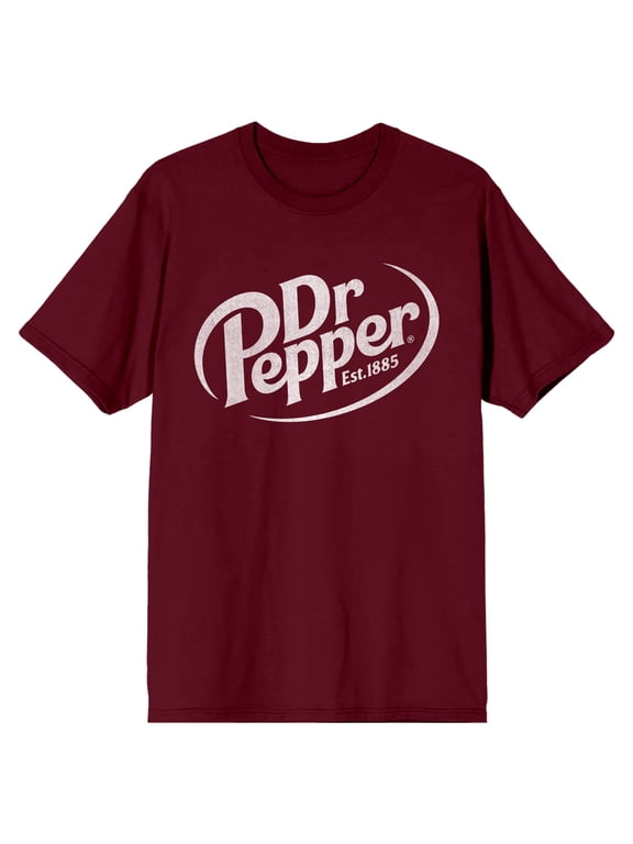 Dr Pepper Est.1885 Logo Men's Maroon Crew Neck Short Sleeve Tee Shirt-Medium
