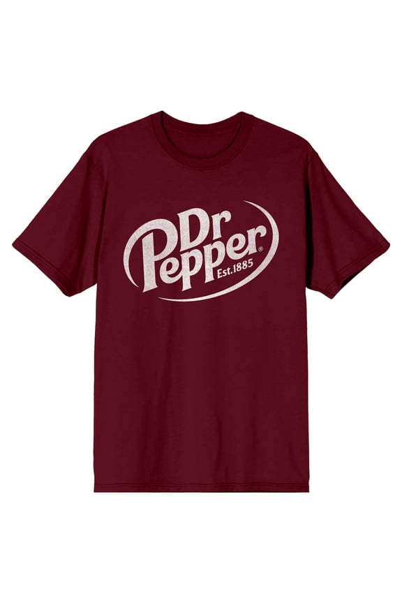 Dr Pepper Est.1885 Logo Men's Maroon Crew Neck Short Sleeve Tee Shirt-Medium