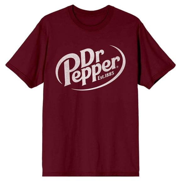 Dr Pepper Est.1885 Logo Men's Maroon Crew Neck Short Sleeve Tee Shirt-Small