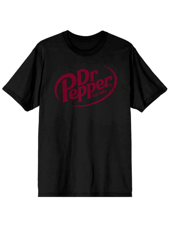 Dr Pepper Est. 1885 Maroon Logo Men's Black Graphic Tee-Small