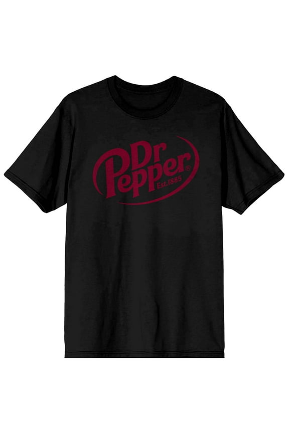 Dr Pepper Est. 1885 Maroon Logo Men's Black Graphic Tee-Small