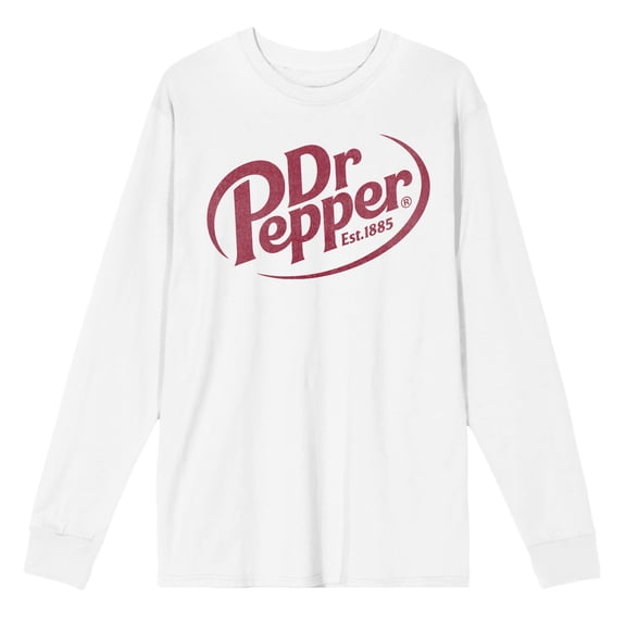 Dr Pepper Est. 1885 Maroon Logo Men's Crew Neck Long Sleeve Shirt-Large