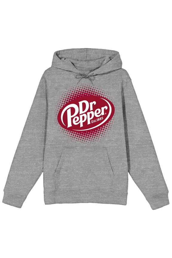 Dr Pepper Fizzy Logo Long Sleeve Gray Heather Adult Hooded Sweatshirt-3XL