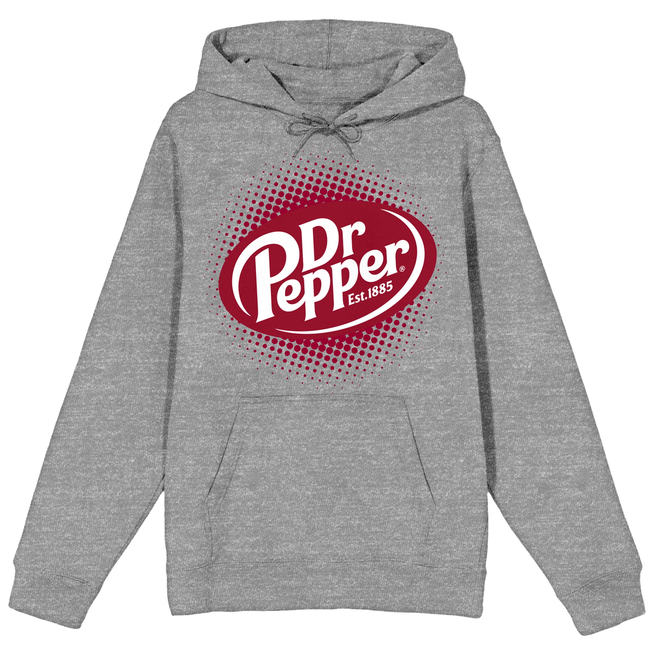 Dr Pepper Fizzy Logo Long Sleeve Gray Heather Adult Hooded Sweatshirt-Small