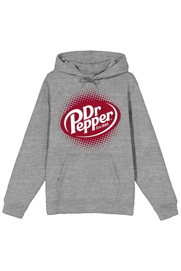 Dr Pepper Fizzy Logo Long Sleeve Gray Heather Adult Hooded Sweatshirt-XXL