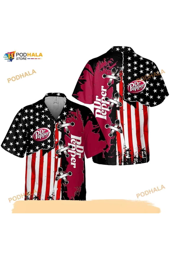 Dr Pepper Funny Hawaiian Shirt, US Flag Aloha Shirt