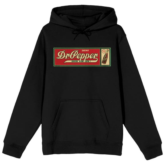 Dr Pepper Good For Life! Men's Black Graphic Hoodie-Large