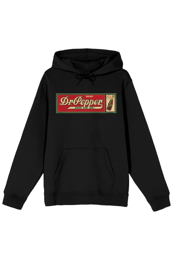 Dr Pepper Good For Life! Men's Black Graphic Hoodie-Large