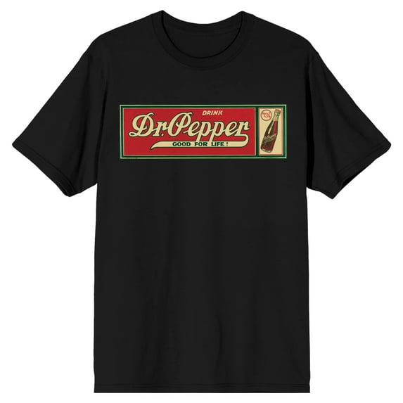 Dr Pepper Good For Life Vintage Ad Men's Black Heavyweight Beefy T shirt-Large