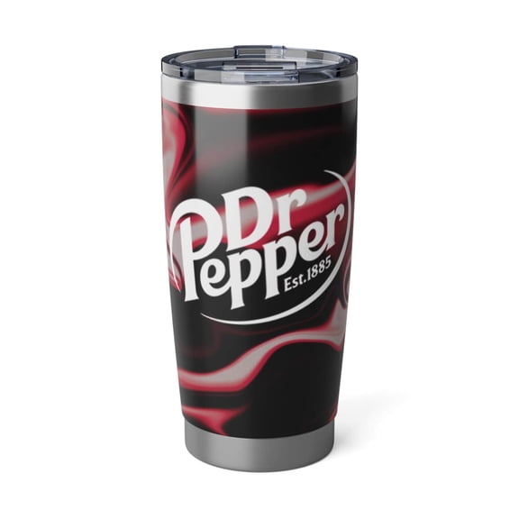 Dr Pepper Gradient Tumbler 20oz, Classic Soda Stainless Steel Cup, Black Red Insulated Travel Mug