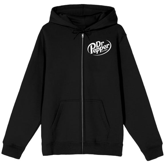 Dr Pepper Have One For The Road Long Sleeve Men's Black Zip-Up Hooded Sweatshirt-Medium
