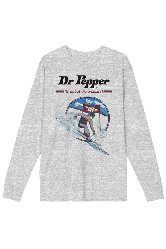 Dr Pepper I'm Out Of The Ordinary Crew Neck Long Sleeve Athletic Heather Men's Tee-XL