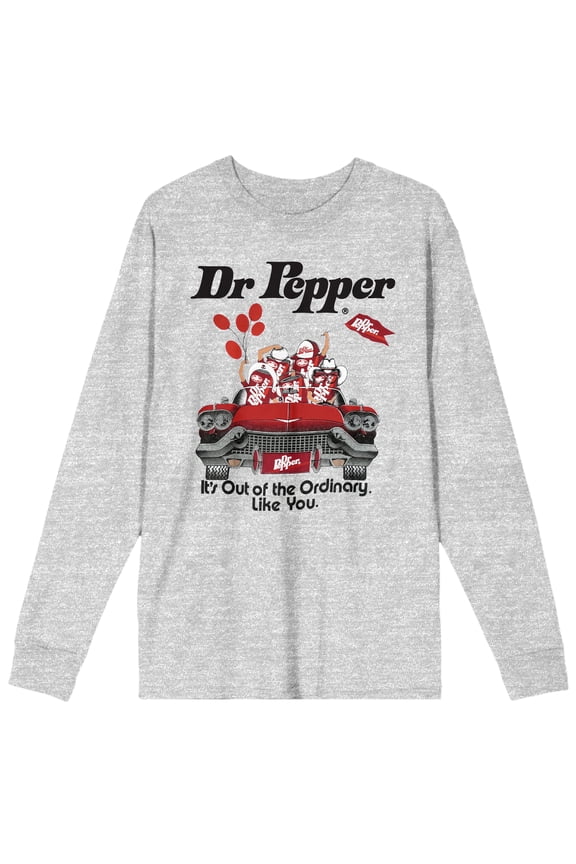 Dr Pepper It's Out Of The Ordinary Crew Neck Long Sleeve Athletic Heather Adult Tee-Large