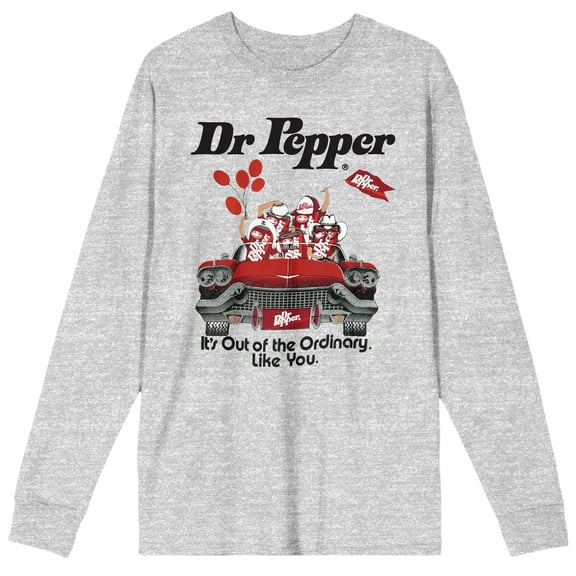 Dr Pepper It's Out Of The Ordinary Crew Neck Long Sleeve Athletic Heather Adult Tee-Medium