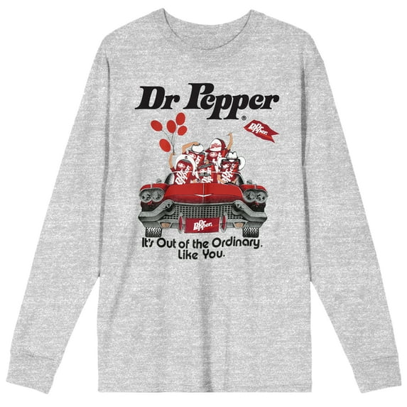Dr Pepper It's Out Of The Ordinary Crew Neck Long Sleeve Athletic Heather Adult Tee-XL
