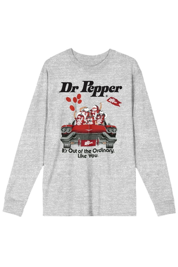 Dr Pepper It's Out Of The Ordinary Crew Neck Long Sleeve Athletic Heather Adult Tee-XXL
