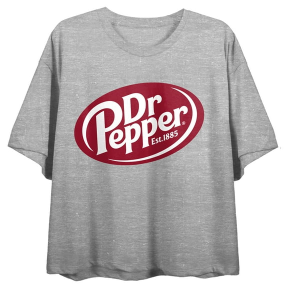 Dr Pepper Just What the Dr. Ordered Crew Neck Short Sleeve Gray Heather Women's Crop Top-Large