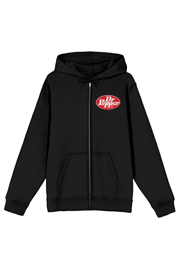 Dr Pepper Kanji Logo Men's Black Zip-Up Hoodie-XL