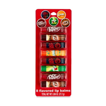 Dr. Pepper Lip Balm Set, 8 Pack, Multiple Flavors, 27.2g