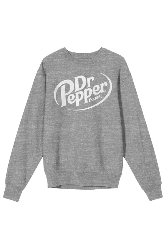 Dr Pepper Logo Adult Athletic Heather Crew Neck Long Sleeve Sweatshirt-XL