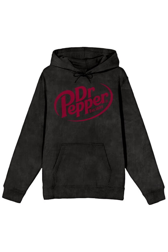 Dr Pepper Logo Adult Mineral Wash Black Salt Long Sleeve Hooded Sweatshirt
-XL
