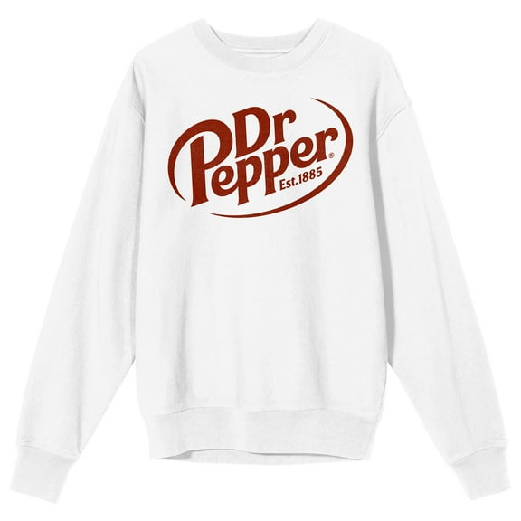 Dr Pepper Logo Adult White Crew Neck Long Sleeve Sweatshirt-Small