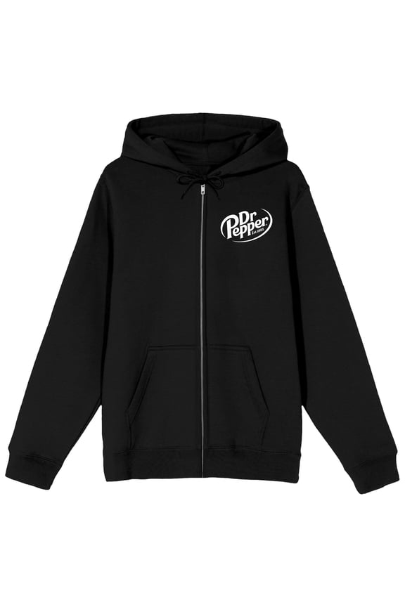 Dr Pepper Logo Men's Black Zip-Up Hoodie-XXL
