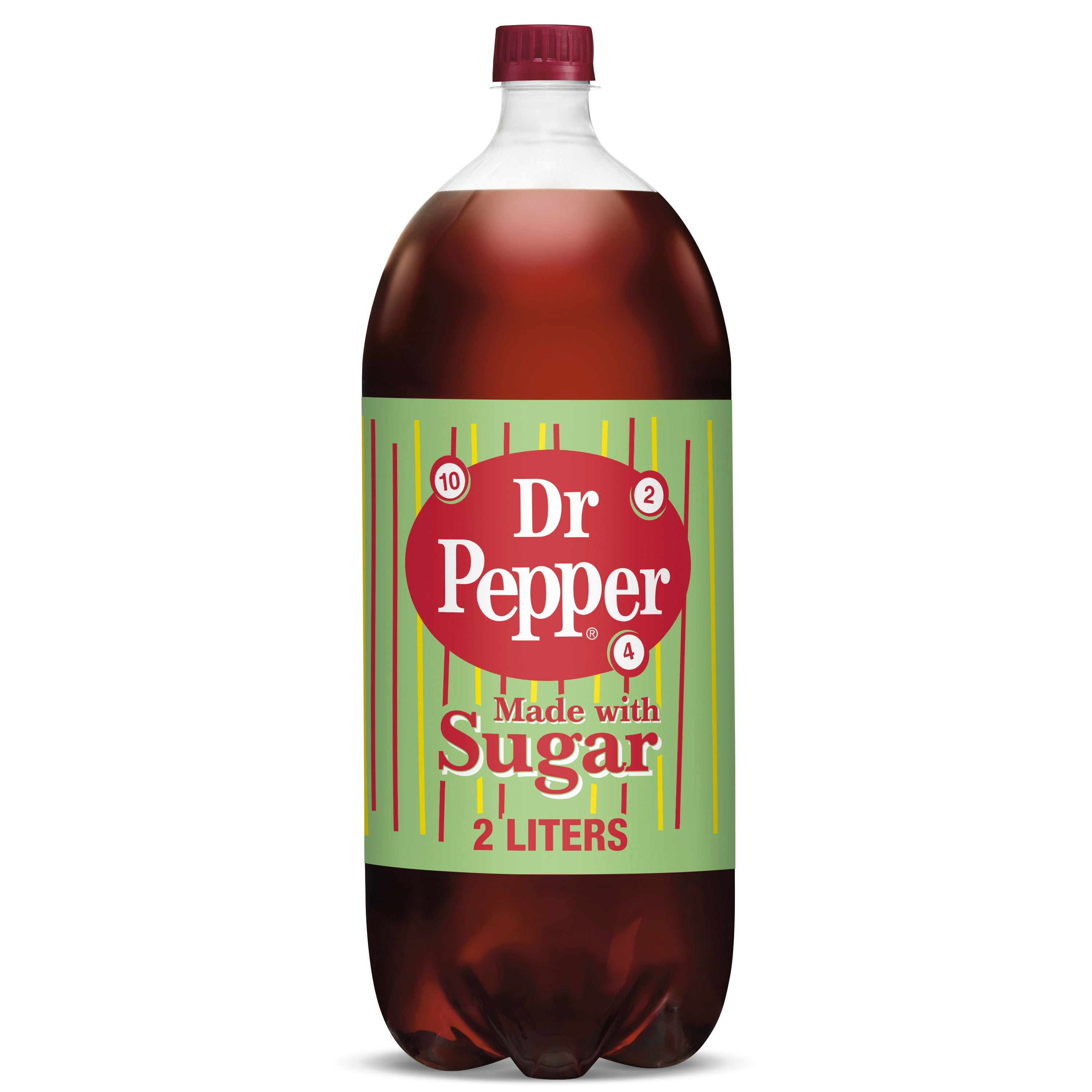 Dr Pepper Made with Sugar Soda Pop, 2 L, Bottle