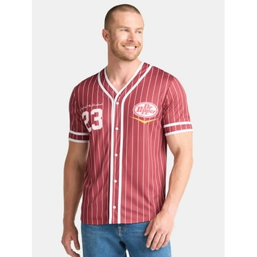 Dr. Pepper Men's and Big Men's Baseball Jersey, Sizes XS-3XL