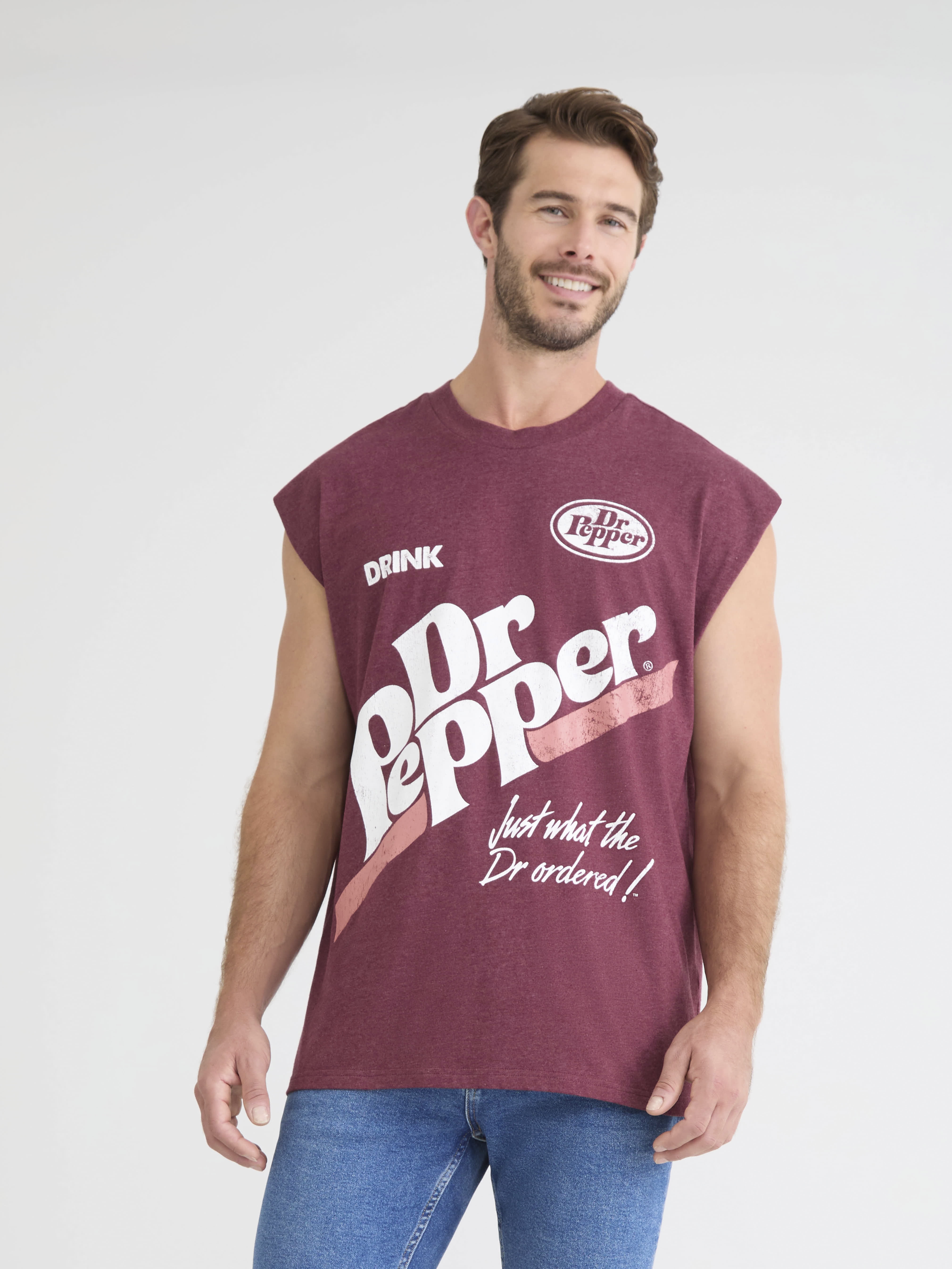 Dr Pepper Men's and Big Men's Graphic Print Muscle Tank Top, Sizes XS-5XL